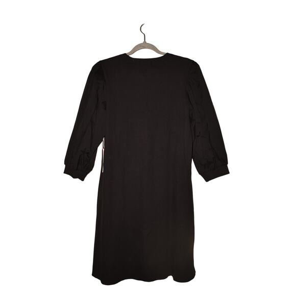 CHICO'S NEW $125 Knit Mix Sleeve Henley Dress Black Chico's 2‎ / US Large - Picture 2 of 3